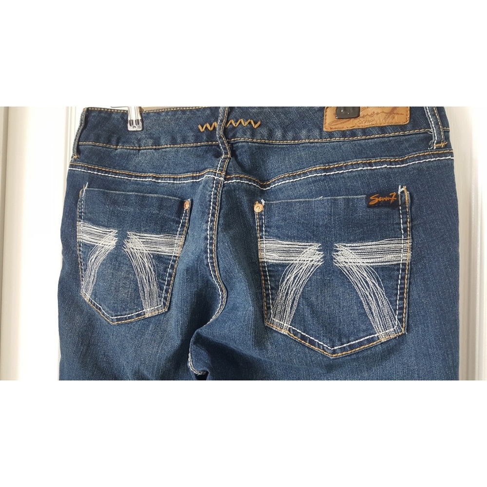 Seven7 White and Gold Stitch Jeans Size 12